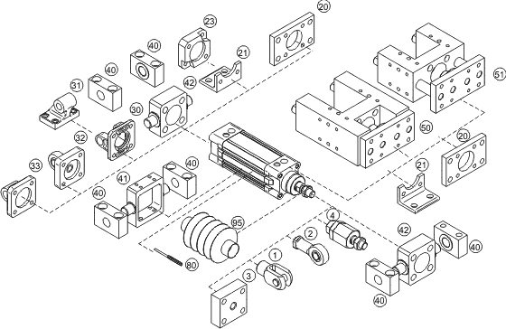 Accessories for double acting cylinder to ISO 15552, VDMA 24562, NF E 49003.1