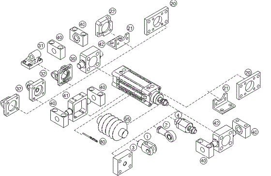 Accessories for double acting cylinder to ISO 15552, VDMA 24562, NF E 49003.1 with end-position locking