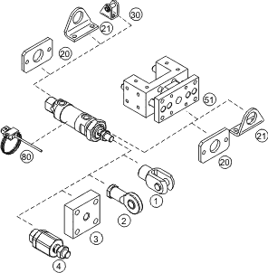 Accessories for double acting cylinder to DIN ISO 6432 - piston diameter 8 to 16 mm