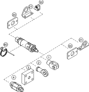 Accessories for single acting cylinder to DIN ISO 6432