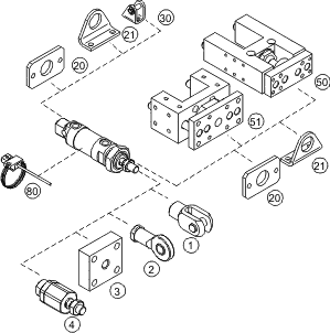 Accessories for double acting cylinder to DIN ISO 6432 - piston diameter 20 and 25 mm