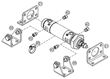 Accessories for double acting cylinder PDSW