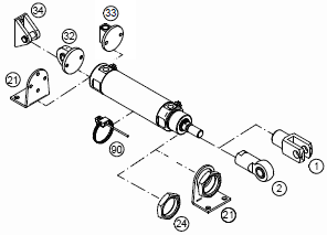 Accessories for anti-corrosive - hygienic clean double acting cylinders