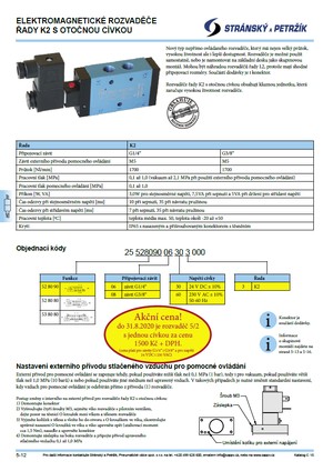 Katalogový list elektromagnetických rozvaděčů řady K2