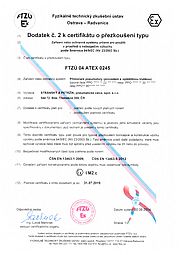 Certifikát přezkoušení typu FTZÚ 04 ATEX 0245 (typ PPO)