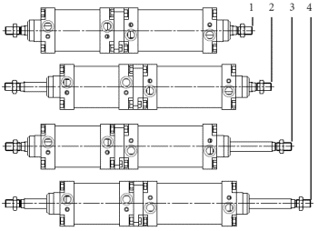 Schema of various stroke when boxer flange is used