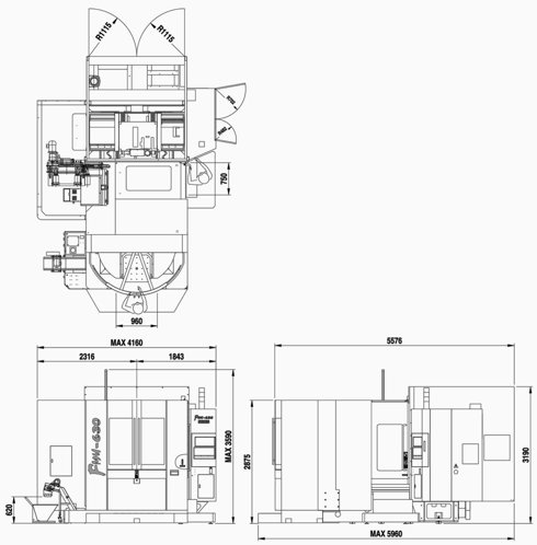 Rozměry stroje FMH-630