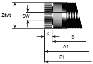 Rozměry hydraulických tlumičů rázu řady NC-E M14 až M24