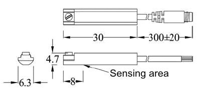 Dimensions of proximity switches series KT-50