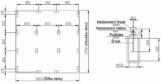 Schema základů pro stroj VB-1000A