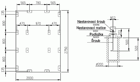 Schema základů pro stroj VB-900A